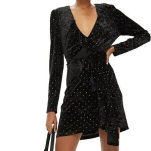 Topshop petite rainbow velvet black party cocktail mini dress